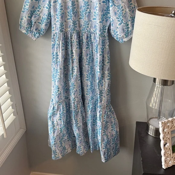 SZ BLOCKPRINTS Tuckernuck Lavender and Cornflower Blue Gaia Dress - Picture 6 of 14